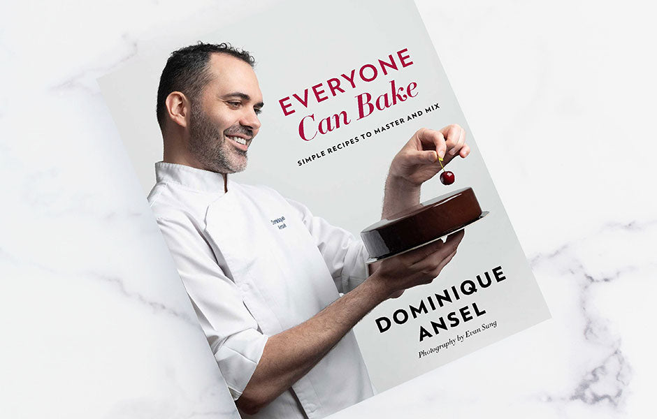 Dominique Ansel Everyone Can Bake cookbook -autographed. Close up of cover.