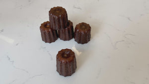 Video of 5pc Cannelé de Bordeaux which features a crunchy caramelized shell and a tender flan-like center